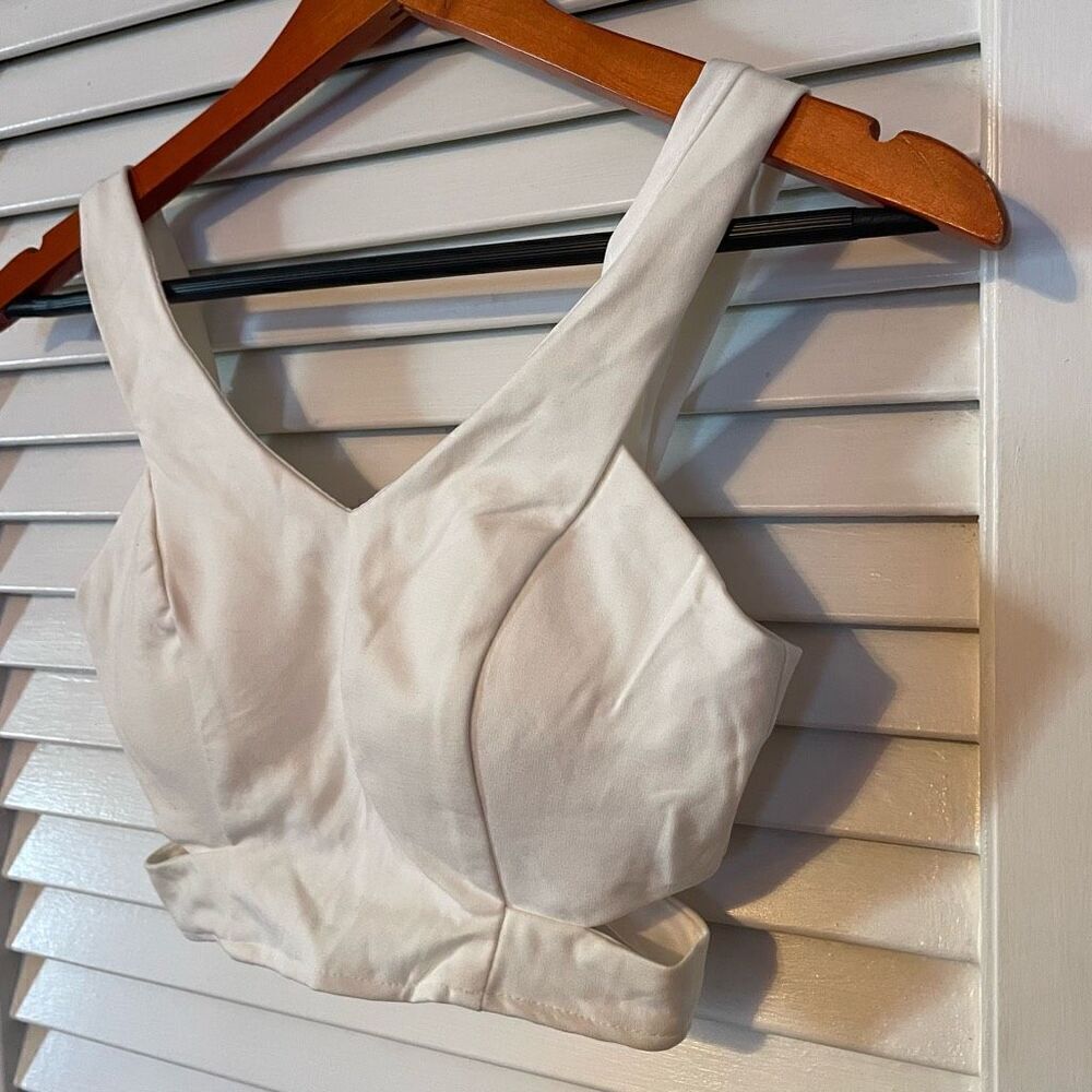 SHENMIN | white fitted crop zip back corset top S